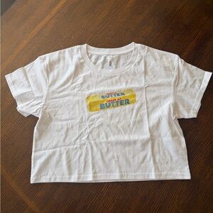 White Crop Top with Colorful Graphic